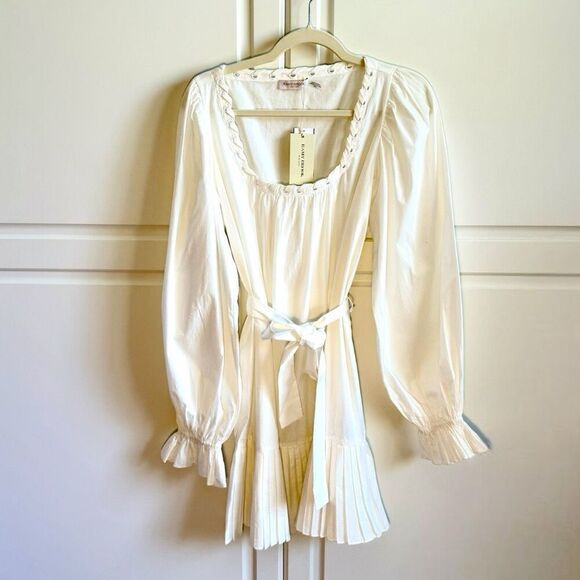 NWT Ramy Brook “Kayleigh” long sleeve white cotton mini dress Size M - Picture 7 of 13